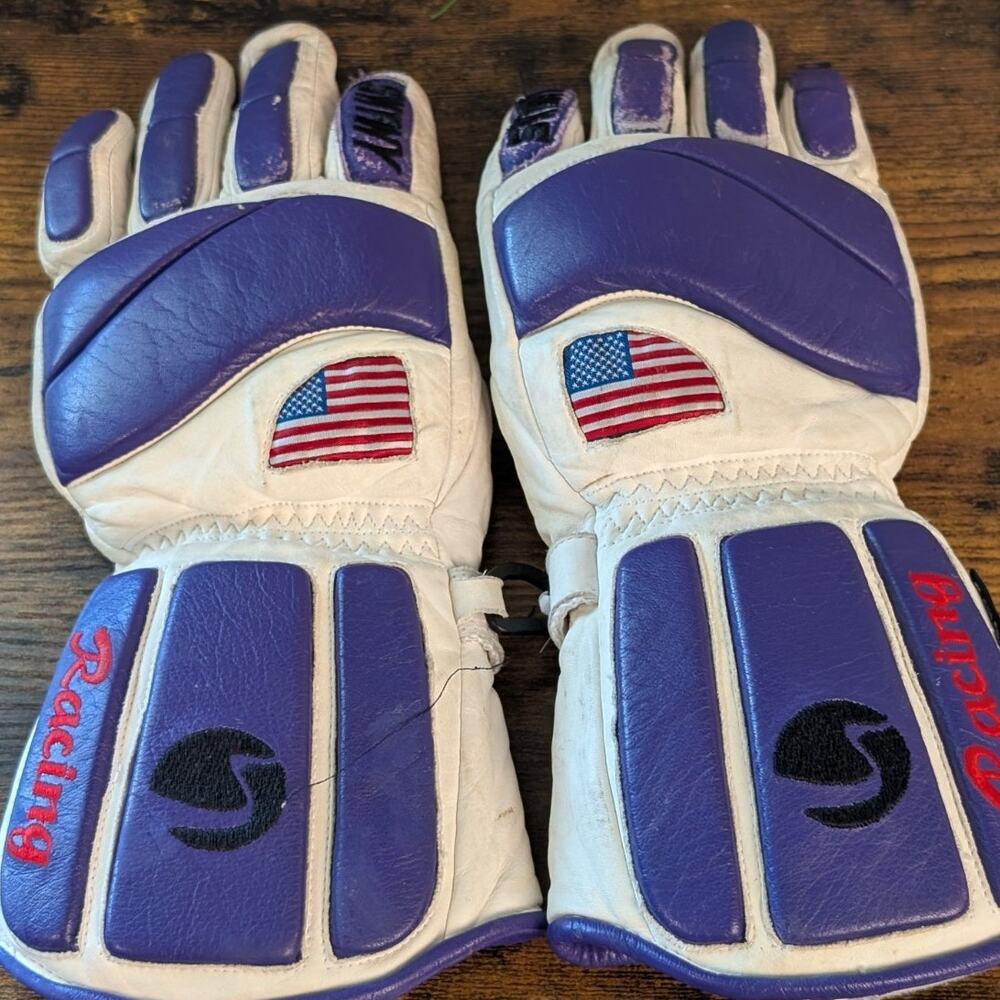 Vtg Swany Usa Ski Gloves Women's Small White Purple